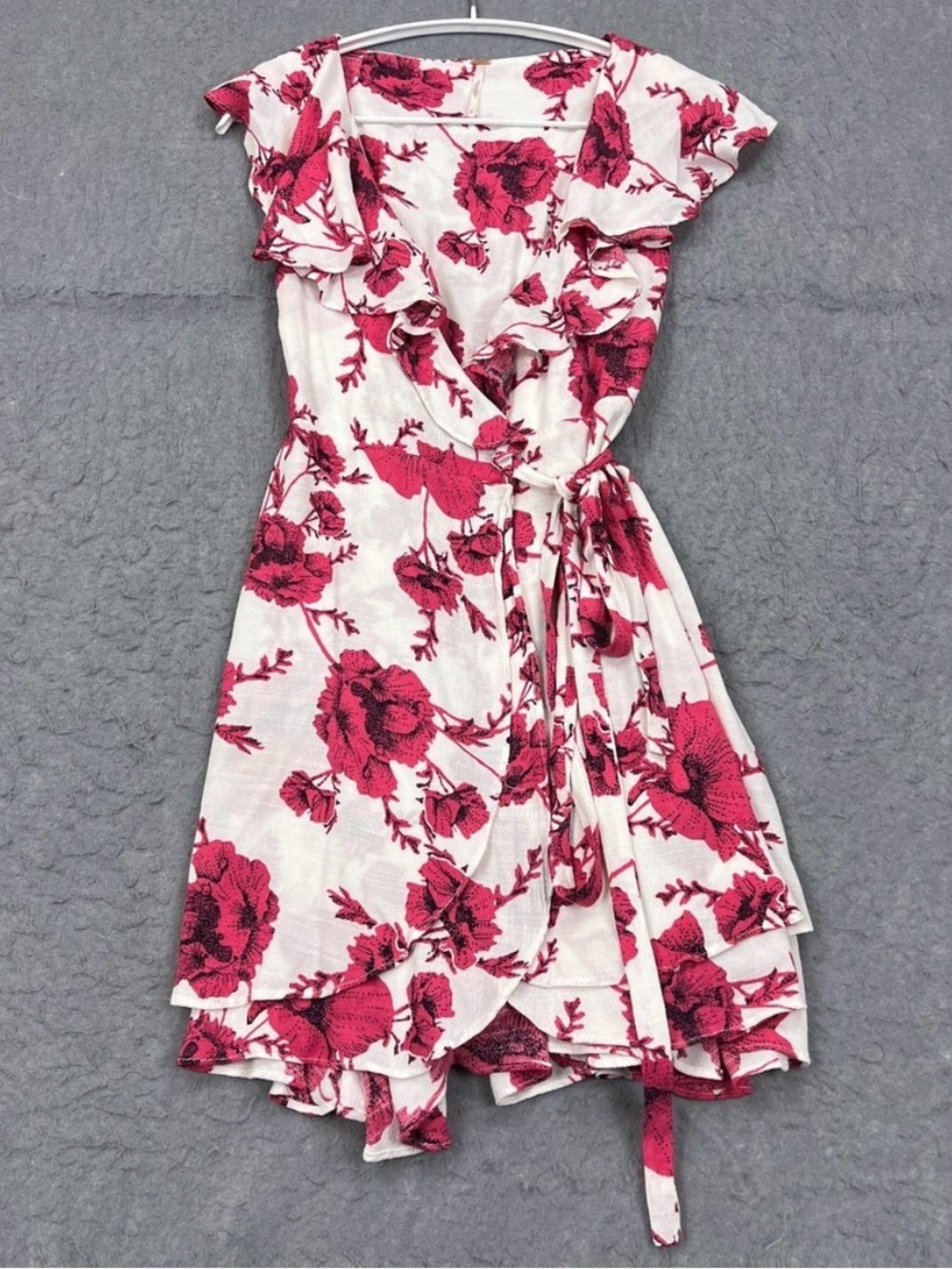 Free People Dress Small French Quarter Print Wrap Flutter‎ Sleeve Minidress Boho